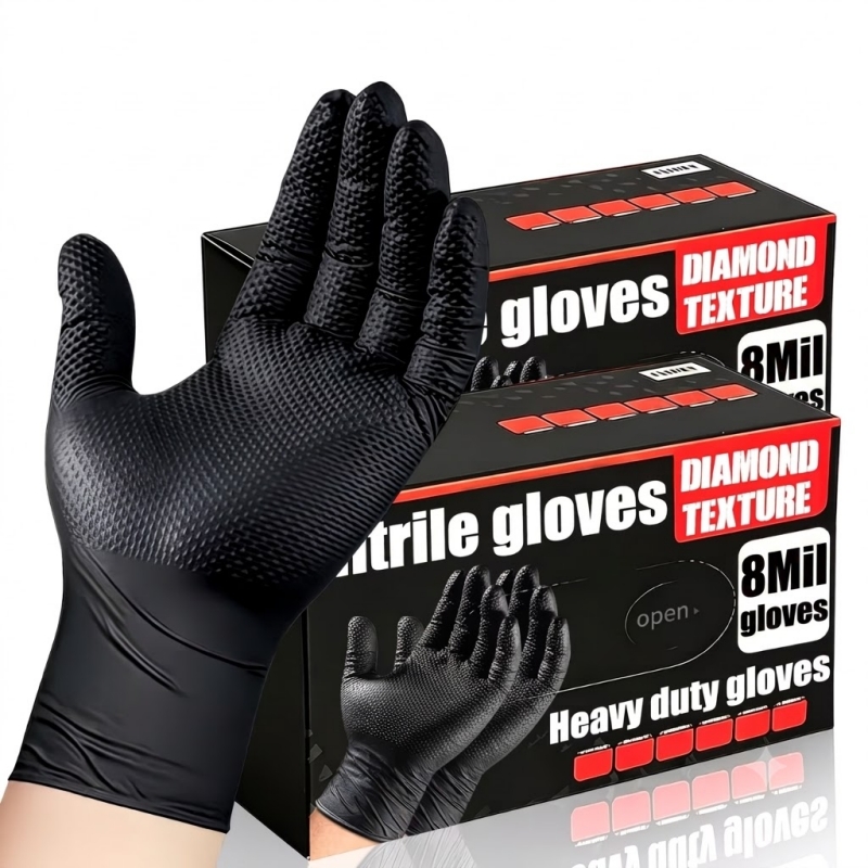 Nitrile Mechanic Glove - Guanti Industriali in Nitrile Nero Resistenti,