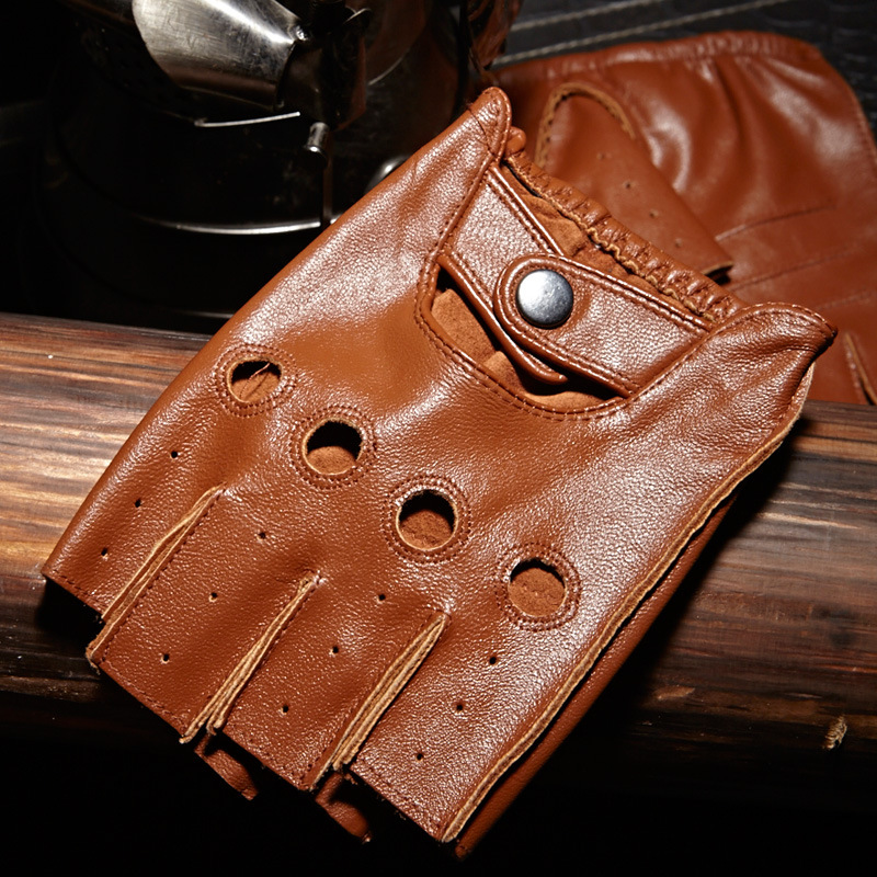Leather Driving Glove - Guanti mezze dita da uomo di