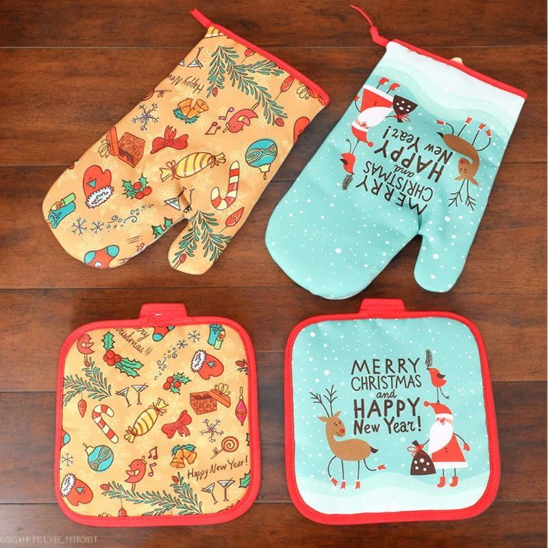 Oven Mitt Silicone - Guanti da forno natalizi Portapentole Set